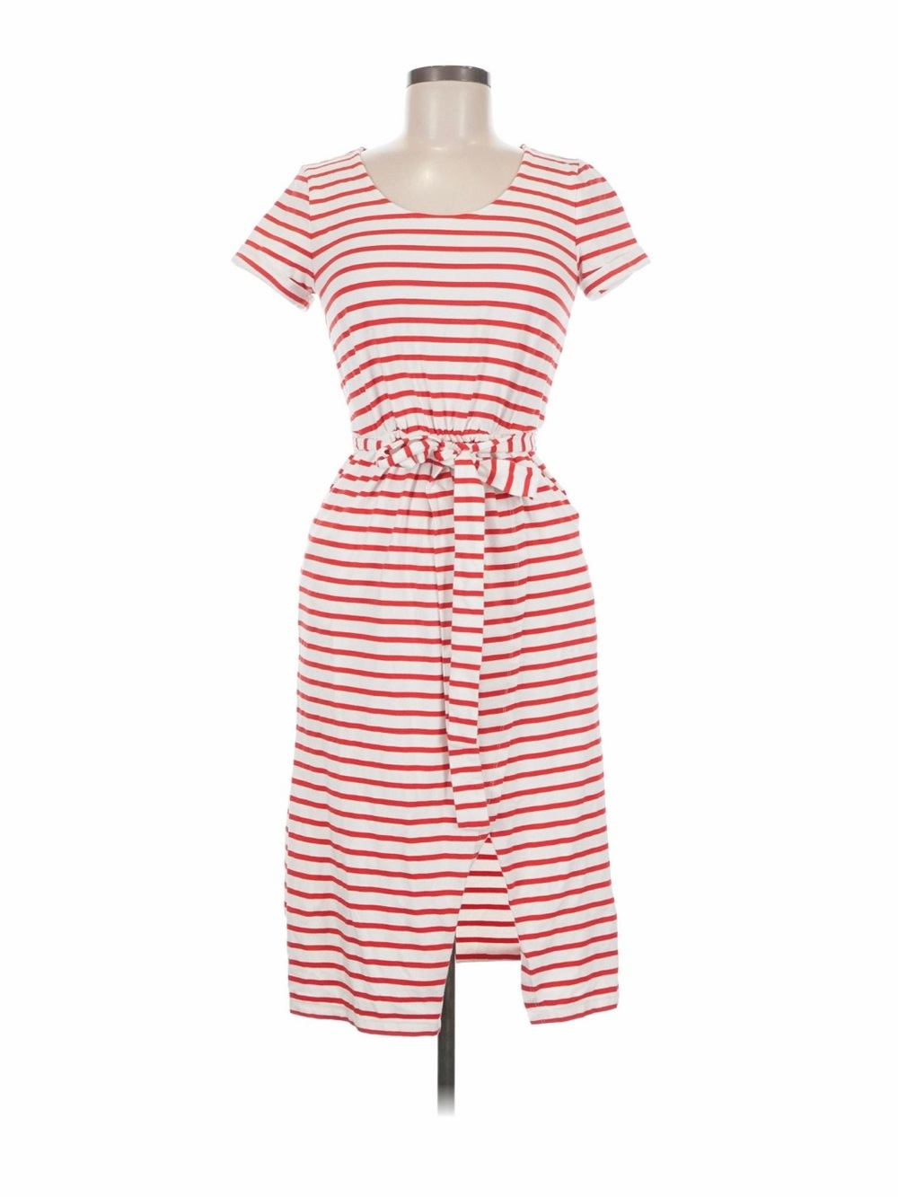 BODEN Hallie Jersey Red & White Striped Pockets Stretch Dress UK 10R / US 6R